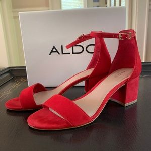 Women's Red Suede ALDO Sandal Heels
